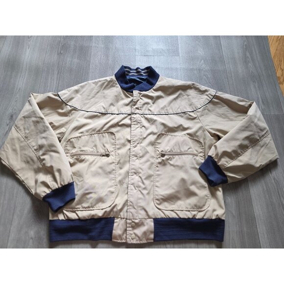 Van Heusen Reversible Bomber Jacket XL Beige & Navy - Picture 3 of 7
